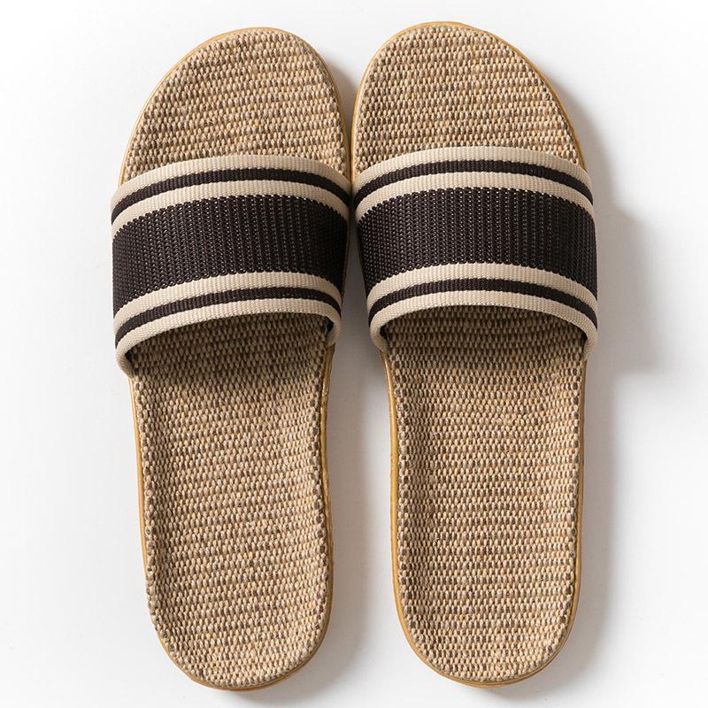 Beibeiyuan Unisex Sommer Leinen Hausschuhe - Rutschfest, Sandalen mit dicker Sohle für Zuhause