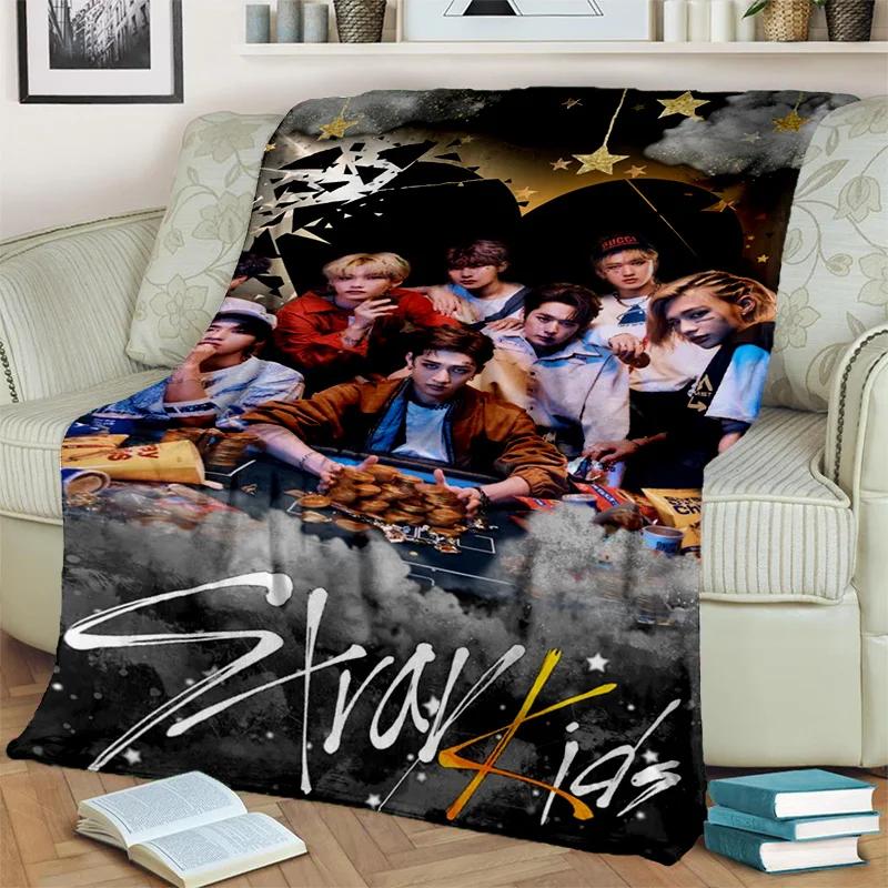 3D Kpop Stray Kids Korea Singer Blanket,Soft Throw Blanket for Home Bedroom Bed Sofa Picnic Travel Office Rest Cover Blanket Kid