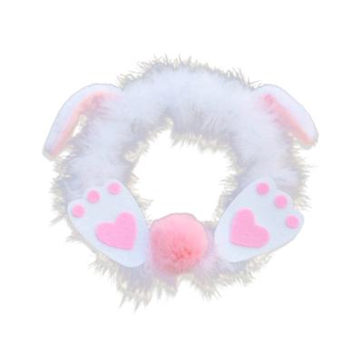 Rabbit Wreath Plush Animal Paws Wear-resistant Anti-deform Fur Balls Soft Touch Easter Rabbit Wreath Prop for Festival