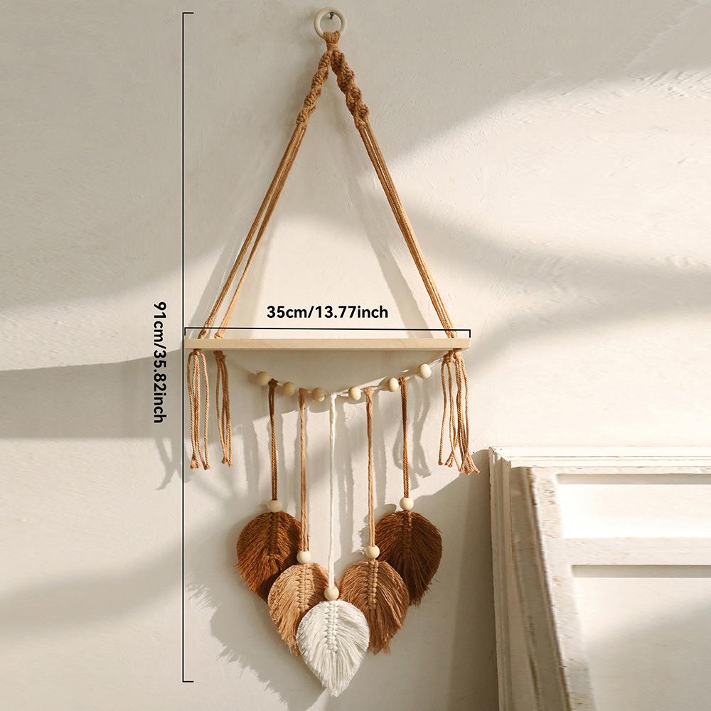 Modern Bohemian Wall Hanging Tapestry Macrame Shelf Woven Storage Container Art for Home Bedroom Living Room Wall Decor