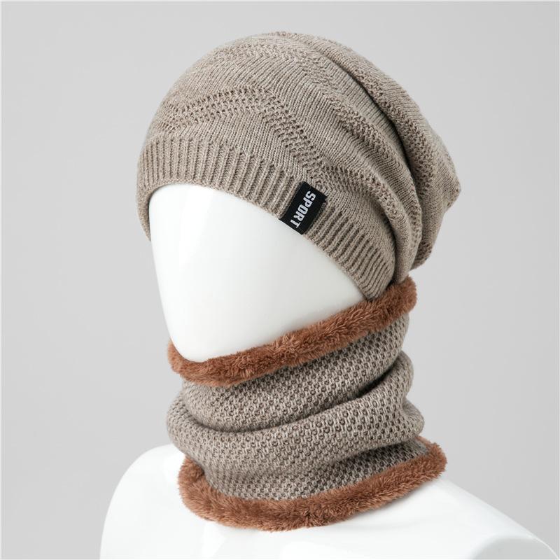 Autumn and Winter Hat Men's Double-layer Velvet Thickened Knitted Wool Hat Outdoor Warm and Cold Hat Old Cotton Hat