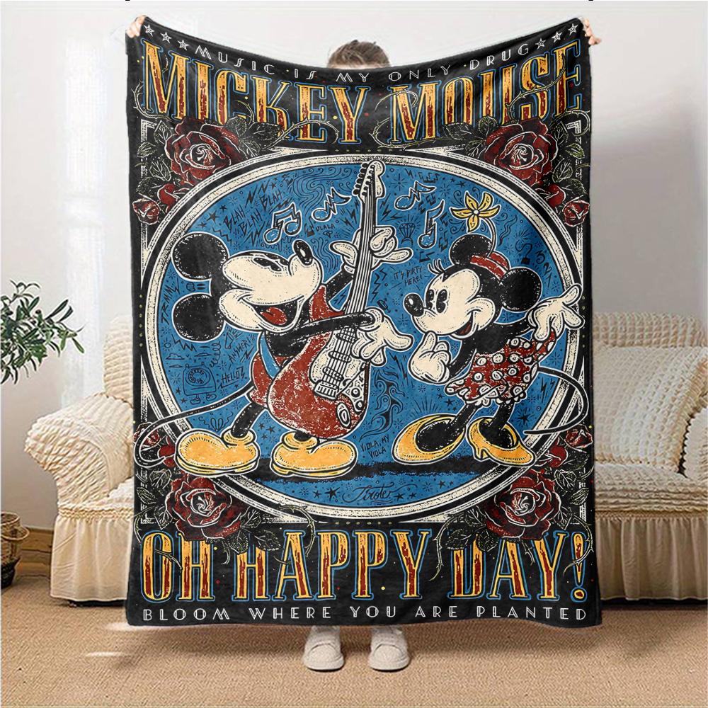 Mickey Mouse Friends Flannel blanket, soft and warm, suitable for beds and sofas, all seasons, portable travel blanket. 073084