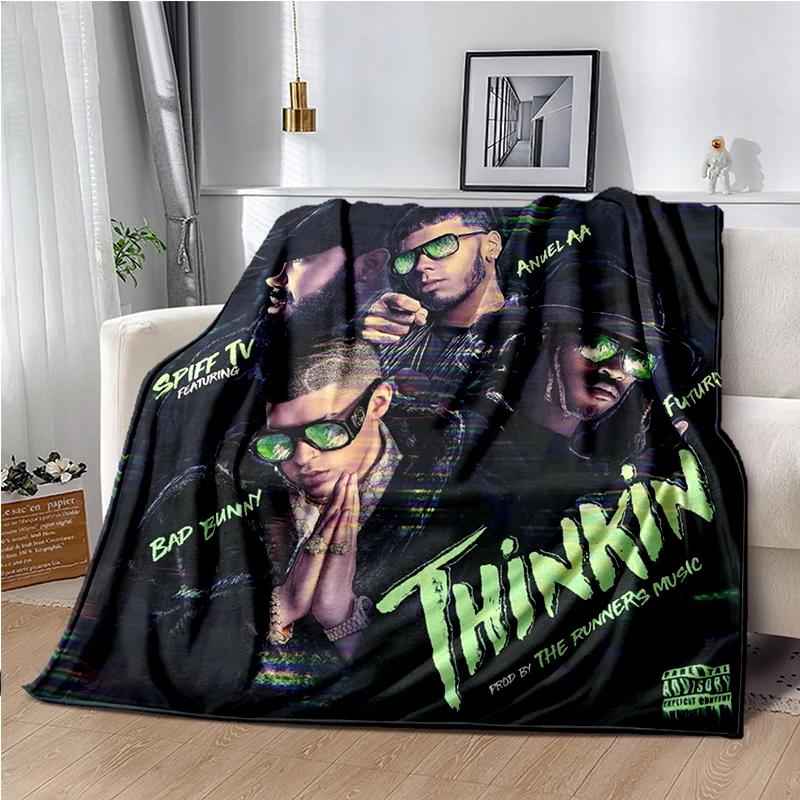 Anuel AA Rapper Hip Hop Singer Blanket Sofa Office Hiking Picnic Super Soft Quilt Fashion Flannel Throws Blanket Birthday Gift
