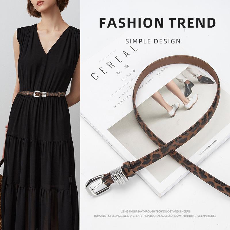 New Versatile Leopard Print Women's Belt Korean Style Trendy Dress Jeans Belt Decorative Fashionable Leather Belt for Women
