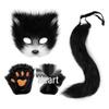 Halloween Fox Costume Set: Mask, Gloves & Plush Tail Cosplay Accessories