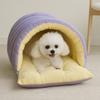 Comfortable Semi Enclosed Cat Bed Warm Windproof Removable Pet Sleeping Bed Washable Soft Cat Cave Cat Dog