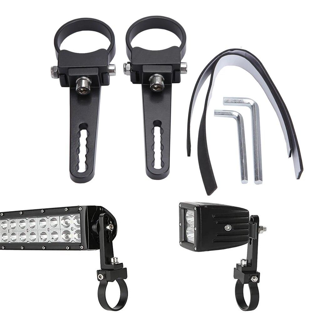 1Pair Car Led Light Bracket Driving Headlamp Holder Universal Bullbar Tube Bar Engine Hood Roof Rack Luggage Bar Lamp Clamp