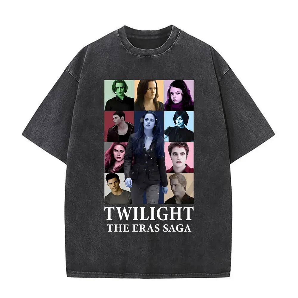 Twilight in Concert Washed T Shirts Bella and Edward Cullen Tshirt Robert Pattinson Tshirts Unisex Women Vintage Oversized Tshirt XL
