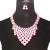 Imitation Pearls Woven Collar for Women Fashion Necklace Ladies Clavicle Chain with Earrings GZW