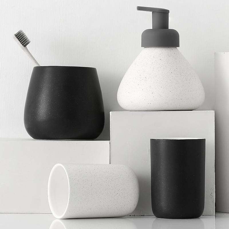 Nordic Ceramics Bathroom Supplies Four Piece Set Home Bathroom Accessories Five-piece Set Lotion Bottle Mouthwash Cup Soap Dish