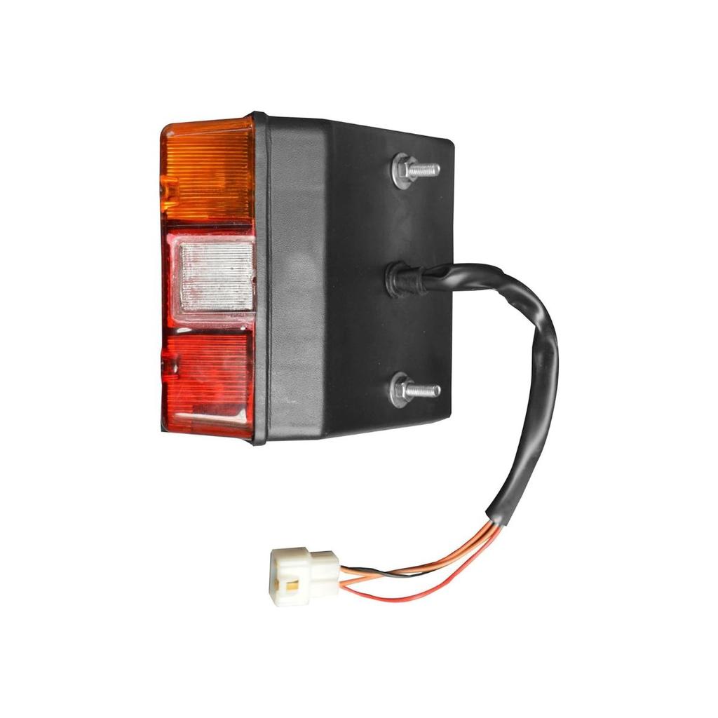 APSMOTIV 2Pcs Mahindra Tractor Tail Light Back Lights Red/Amber 12V Rear Tail Lamp Black Metal Housing Fits Mahindra 4500, 5500, 4530, 3550, 5565