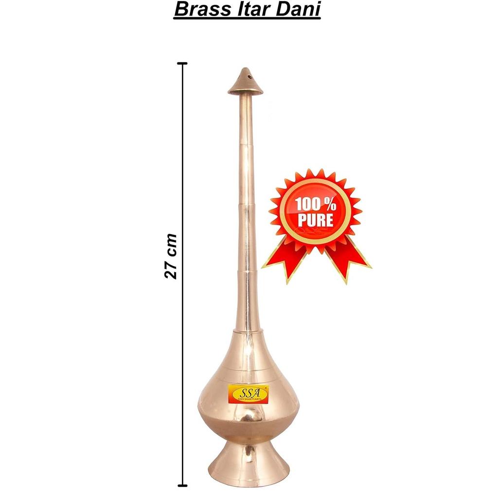 Brass Bottle for Gangajal and Perfume Gulab Pash Sprinklers Gangajal Spray Bottle for Pooja (Gold)