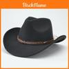 American Retro Fivepoint Star Leather Belt Western Cowboy Hat Wool Jazz Cap For Women