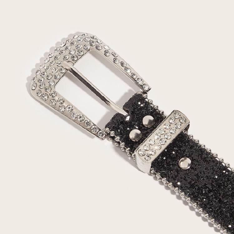 Adjustable Pin Buckle Belt for Adult Sequins Belt for Street Culture Enthusiasts