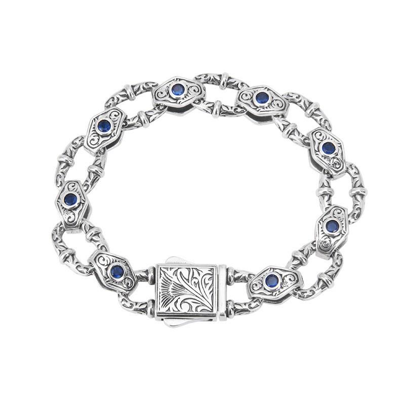 2023 Trendy Men's Wide Bracelet with Floral Vine and Evil Eye Design - European & American Fashion