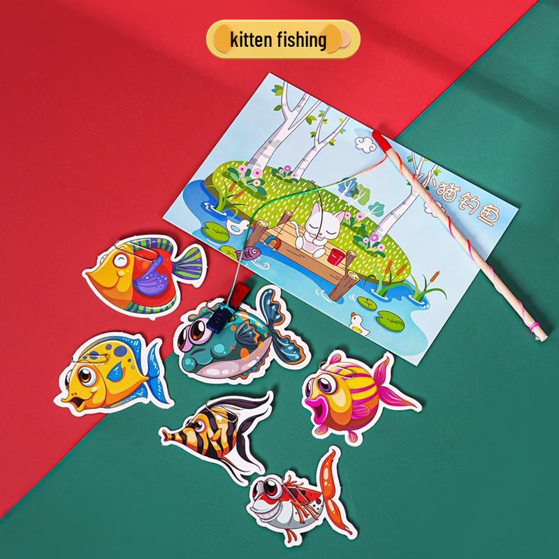Handmade Kitten Fishing Magnetic Kit: DIY STEAM Science Experiment for Kids