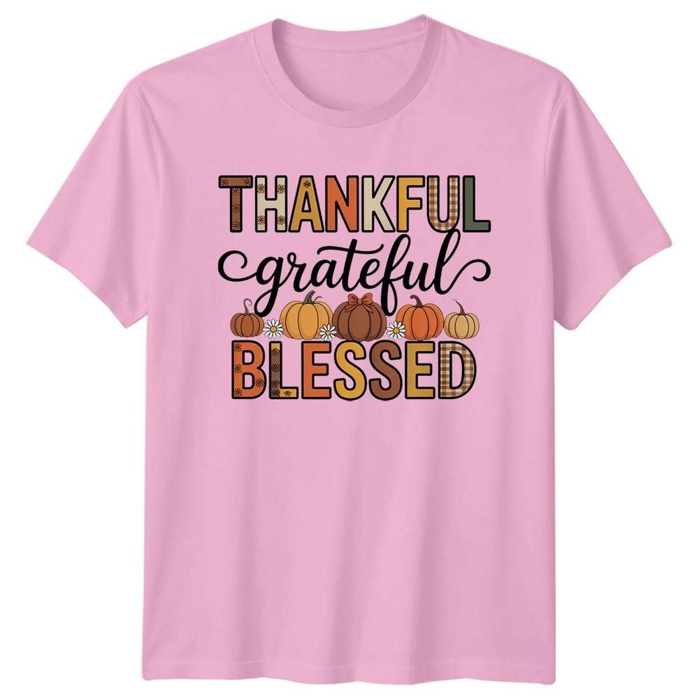 Thankful Grateful Blessed TShirt Fall Pumpkin Thanksgiving