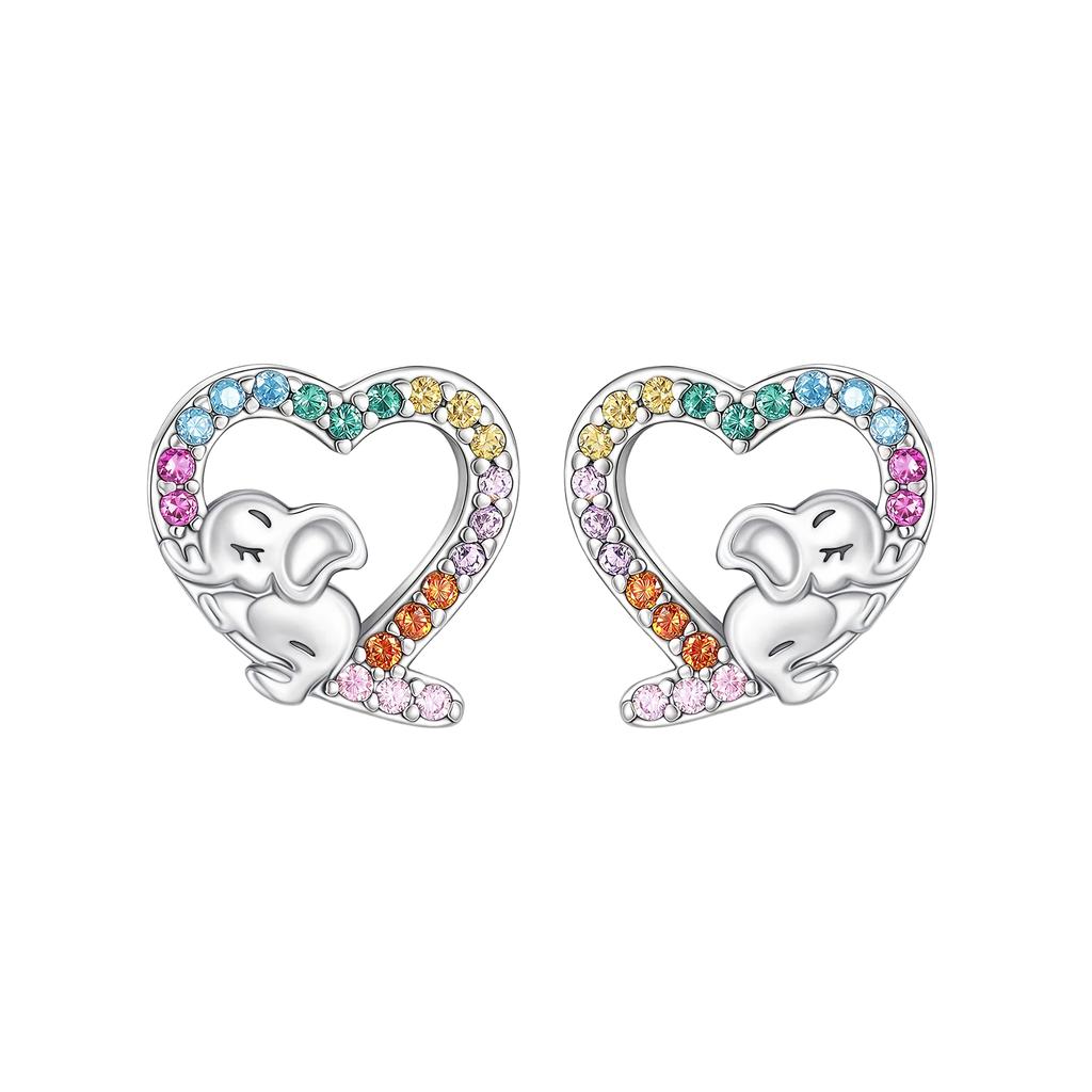 Luxury 925 Silver Pink Bowknot Stud Earrings Diamond Flower Heart Hoop Earrings for Women Sweet Fine Jewelry Gift