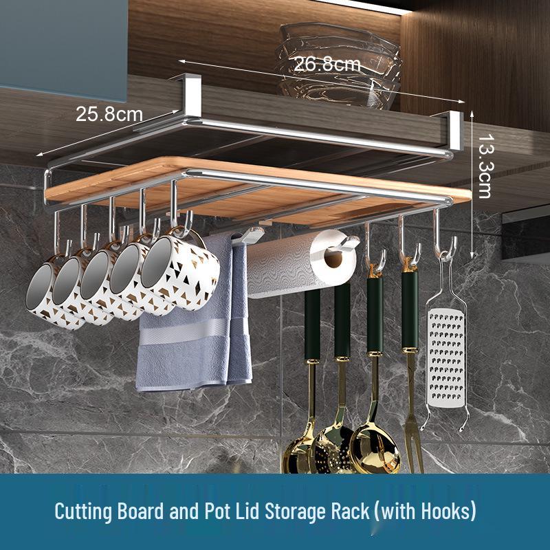 Under-Cabinet Multifunctional Kitchen Storage Rack for Cutting Boards