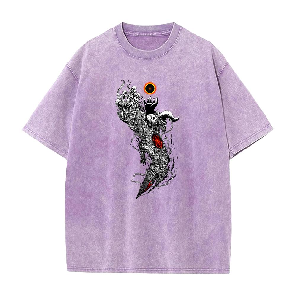 Japan Anime Berserk Guts Graphic Printed T Shirt Men Washed Cotton Tshirts Vintage Manga Tshirt Harajuku Male High Quality Tops