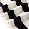 TUHUANG Women's Thickened Pure Wool Striped Color Block Round Neck Sweater