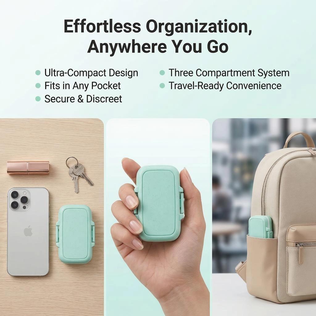 New Portable Pills Organizer Compact Pill Organizer for Home Travel Lightweight and Practical Pill Case 1 Day 3 Times Small