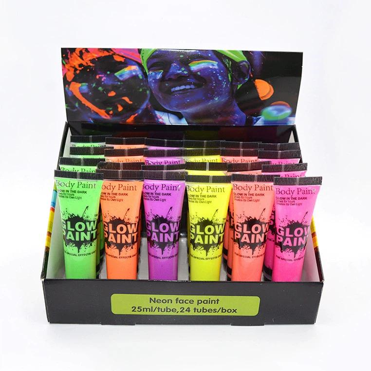 10ml Multiple Color Boby Paint Face Painting Art Palette Glitter Neon Party Black Light Glow in the Dark Makeup Set