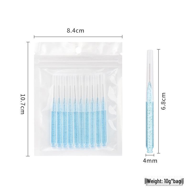 Crystal Rod Interdental Brushes 10pcs - Portable Disposable Straight Brushes for Teeth & Eyebrows