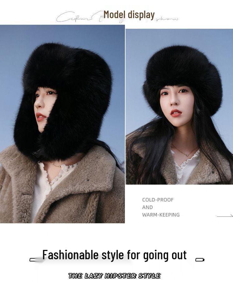 Women's Winter 2024 Plush Hat - Solid Color, Ear Protection, Windproof, Faux Fur Lei Feng Style