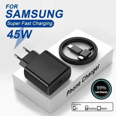 45W PD nabíječka Super rychlé nabíjení pro Samsung Galaxy S24 S23 Ultra Note Mobilní telefon typu C Sada datového kabelu s adaptérem pro rychlé nabíjení
