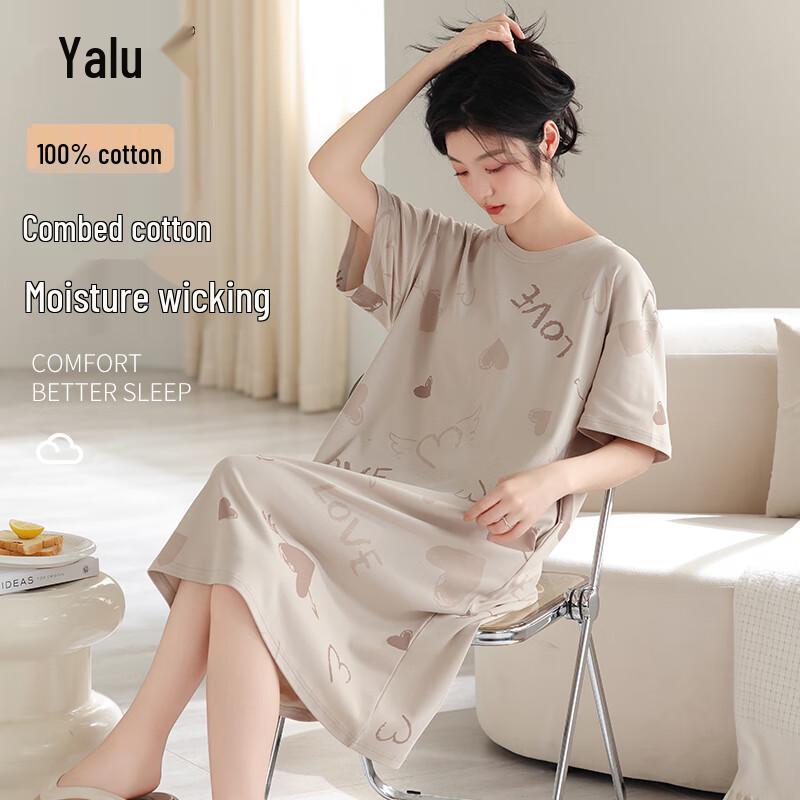 Women s 100% Cotton Short Sleeve Mid-length Nightdress & Loungewear L хаки