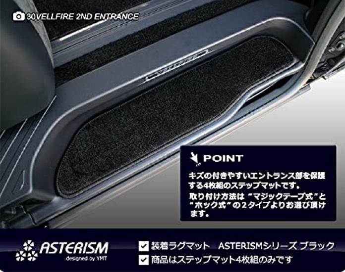 ASTERISM 30 Serie Alphard Benzin Fahrzeug Trittmatte mit Schwarz (Fester Klettverschluss) AST-30AL-STP-M-BK