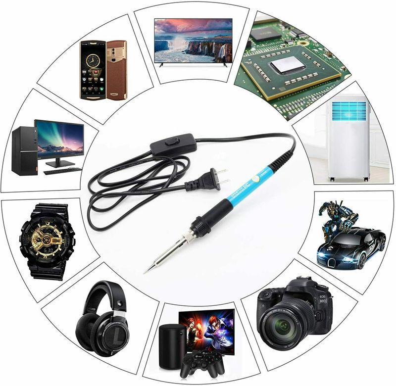 60W Adjustable Temperature Electric Soldering Iron Set with Multimeter Display for 220V/110V