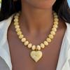 Collana girocollo alla moda con ciondolo a forma di cuore grande esagerato e catena colorata con perline per donna, dichiarazione di personalità, gioielli Y2K, regalo