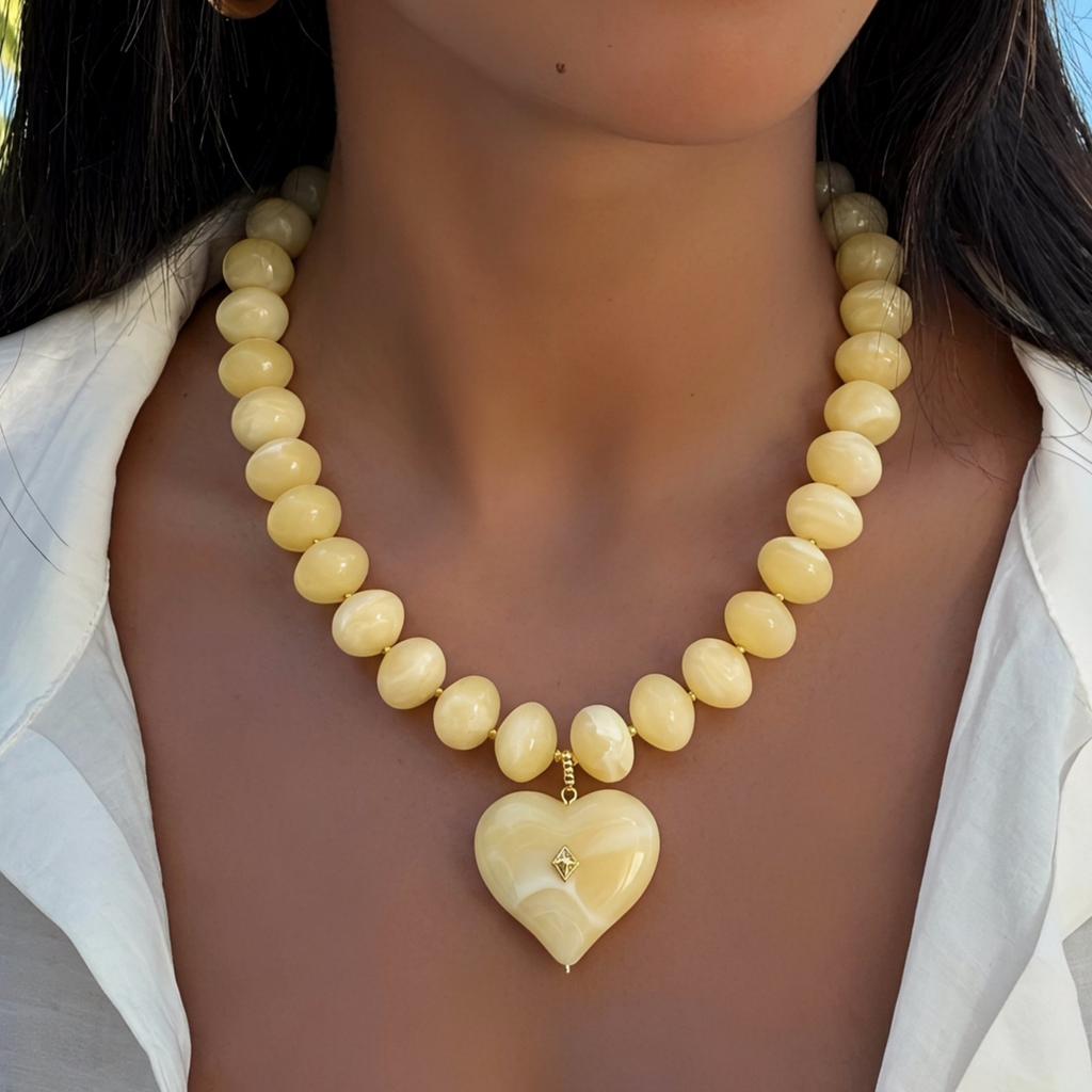 Collana girocollo alla moda con ciondolo a forma di cuore grande esagerato e catena colorata con perline per donna, dichiarazione di personalità, gioielli Y2K, regalo