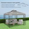 Gazebo Canopy 3 X 3 M Replacement Canopy for 2-tier Gazebo UPF30+ Protection Drainage Holes Grey