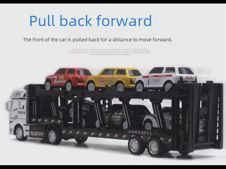 Alloy Double-Decker Semi-Trailer Pull-Back Toy Truck with Flatbed Trailer