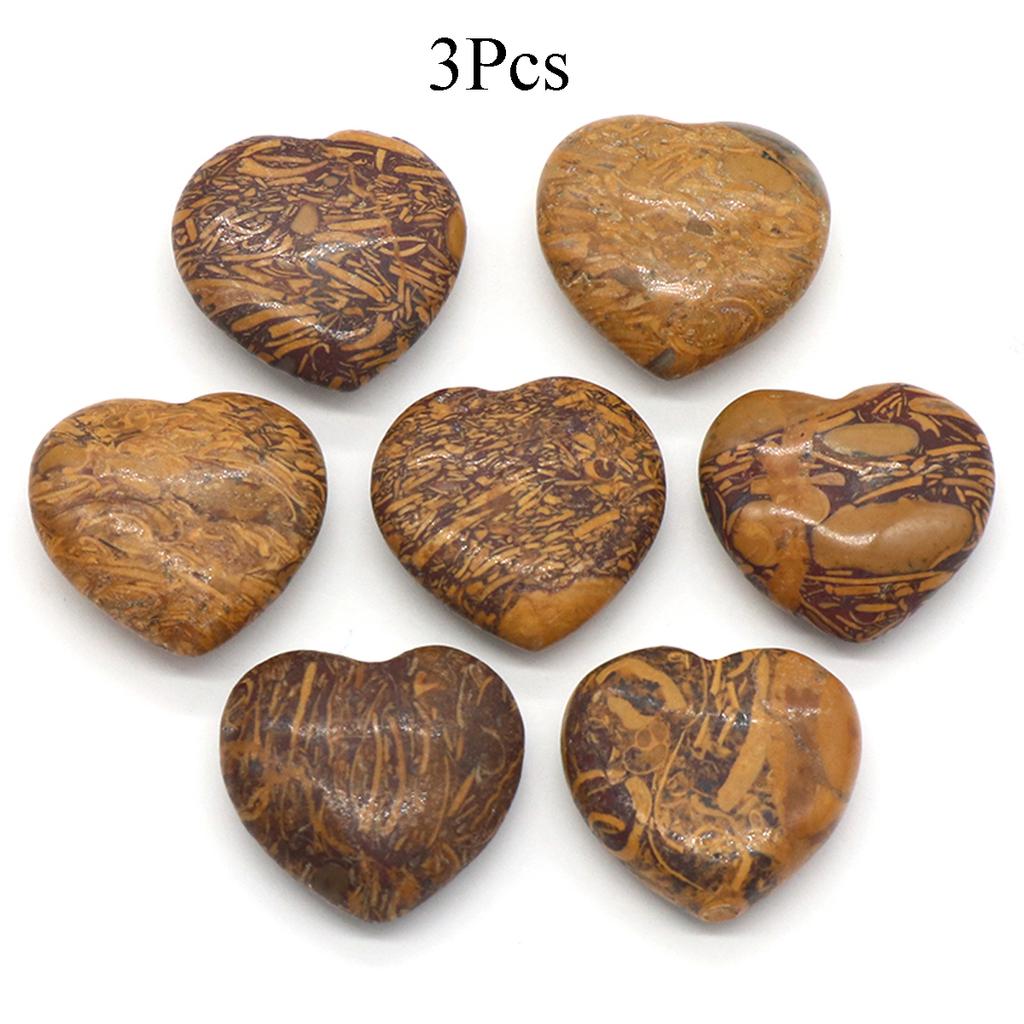 3Pcs, Assorted Natural Crystal Heart Stones Bulk Polished Healing Crystal Hearts for DIY Jewelry, Meditation, Reiki & Valentine's Day Gifts