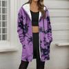 Women's Gradient Print Fashionable Loose Zipper Fleece Hoodie Jacket