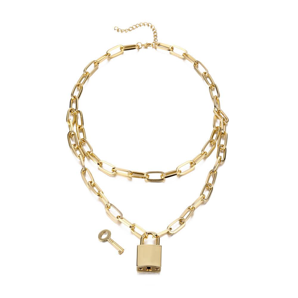 

Layered Lock Eyecatching Necklace Fashionable Alloy Jewelry Gift For Weddings And Travels золотий