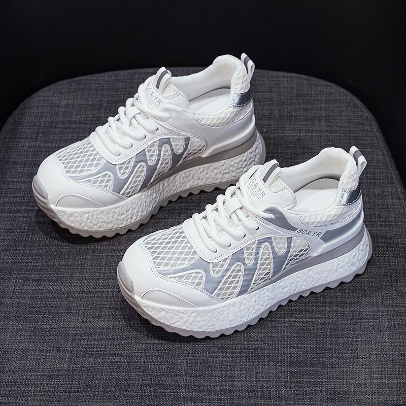 Little white shoes heightening women's shoes 2025 casual fashion versatile Korean version thick-soled breathable mesh dad shoes women's shoes