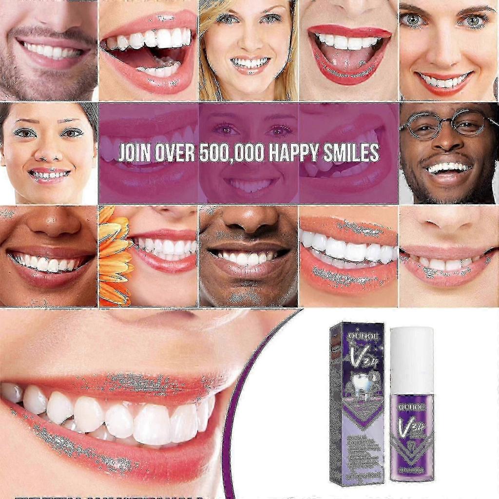 OUHOE V34 purple whitening toothpaste tartar yellow smoke tooth repair teeth oral cleaning whitening t