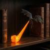 Ornament Fantasy pentru Rafturi Dragon Raft de Cărți Colț Lumină, Decor Raft Imprimat 3D cu Dragon Suflător de Foc cu Flacără Suporturi Decorative pentru Cărți Bază Studiu,