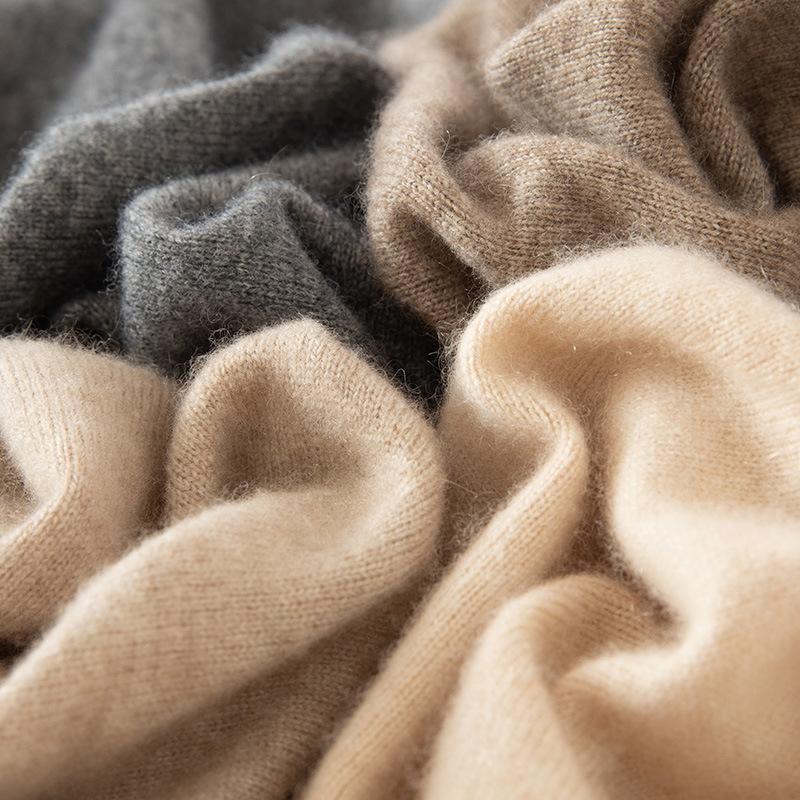 New cashmere sweater high lapel neck pullover solid color loose knitting