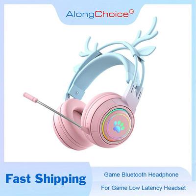 2 In 1 Cute Antlers/Cat Ears Wireless Bluetooth Headphones Gamer 3.5mm Headset Gaming Headphones Gift for Children Low Latency
