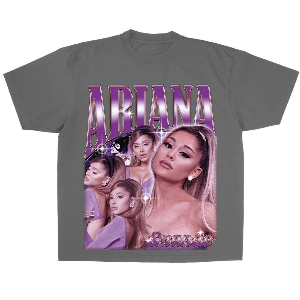T-shirt Ritratto Ariana Grande Unisex Cotone Vintage Cantante Pop Oversize Casual Streetwear Maglietta Manica Corta per Fan