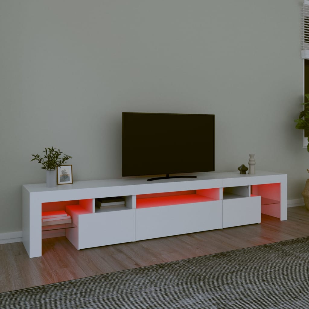Vidaxl Szafka Pod Tv Z Oświetleniem Led, Biała, 215X36,5X40 Cm