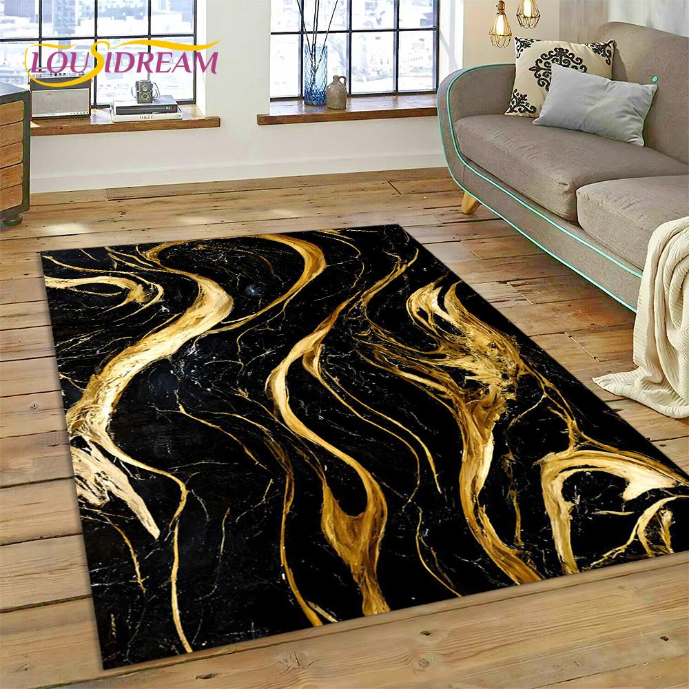 Dream Colour Marble Blue Green Gold Luxurious Carpet Rug for Home Living Room Bedroom Sofa Doormat Decor