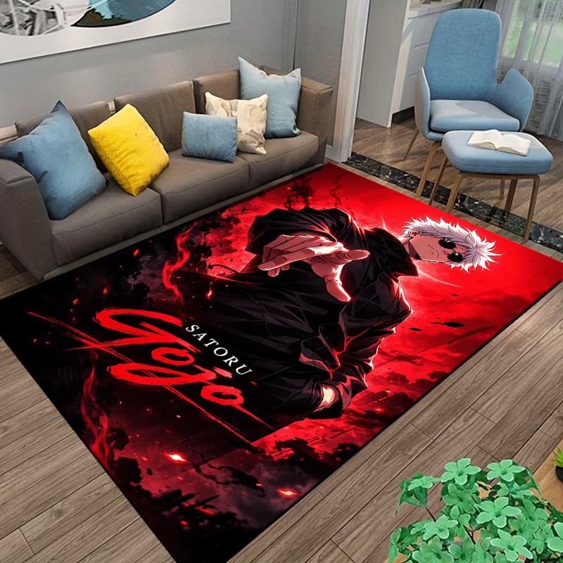"Anime Style Satoru Gojo Carpet with Red and Black Design Pattern" Suitable for use as an anti-slip for living room bedroom sofas