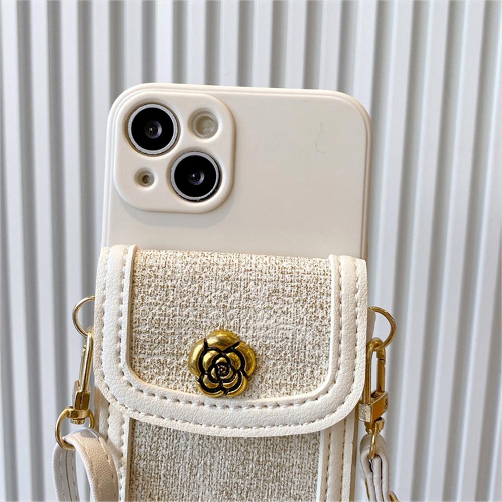 Luxury 3D Camellia Flower Leather Card Bag Crossbody Lanyard Soft Case For iPhone 16 15 14 Pro Max 13 12 11 X XS XR 7 8 Cover